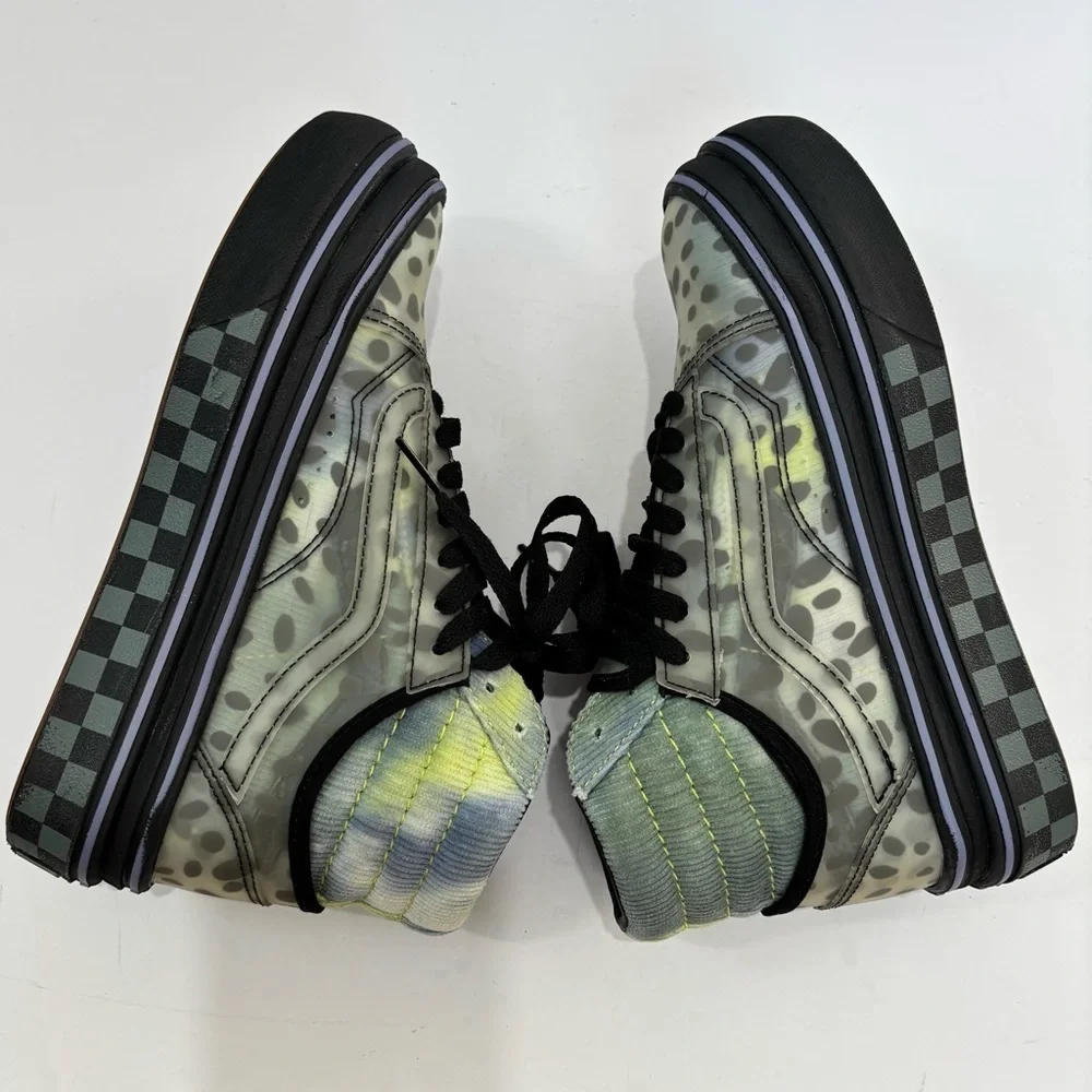 Vans Comfy Cush Platform Blue Green Corduroy & Clear Cheetah High Top Sneakers 6